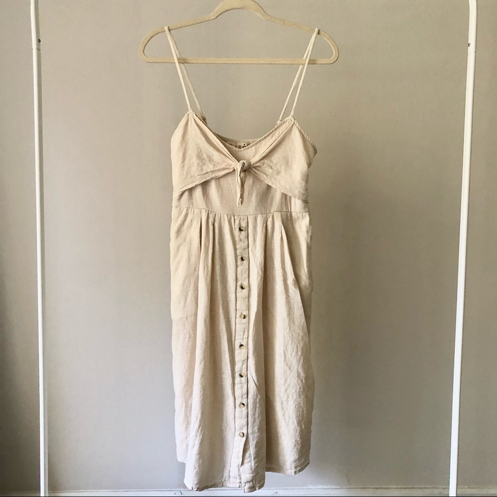 SKY AND SPARROW Knot Cream Midi Dress M - Picture 4 of 10
